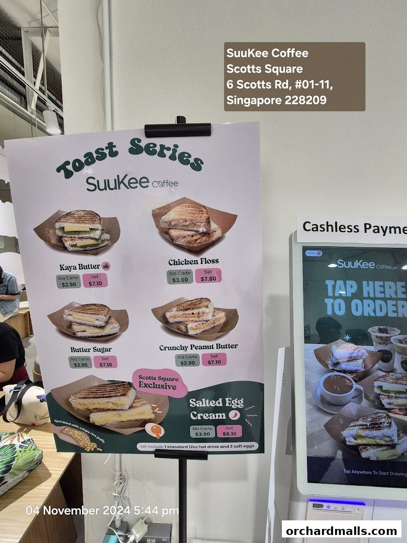 Menu page for SuuKee Coffee Scotts Square