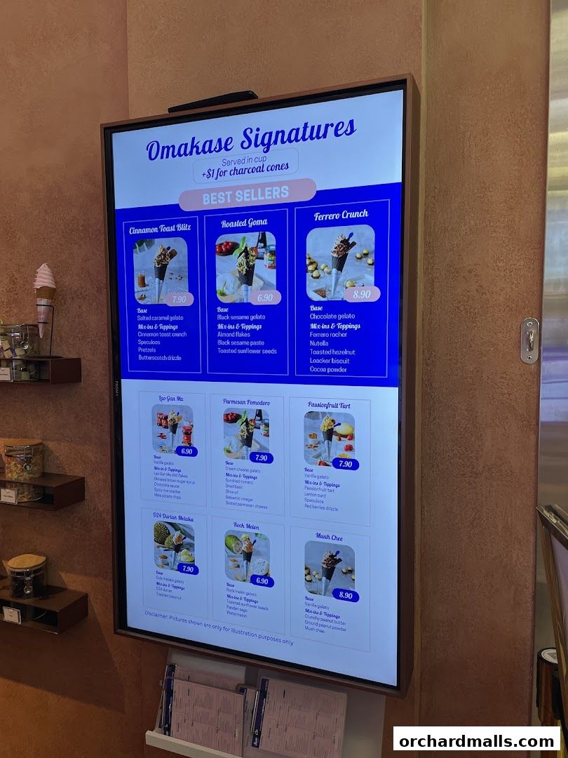 Menu page for SWIRLGO Omakase Gelato Lab