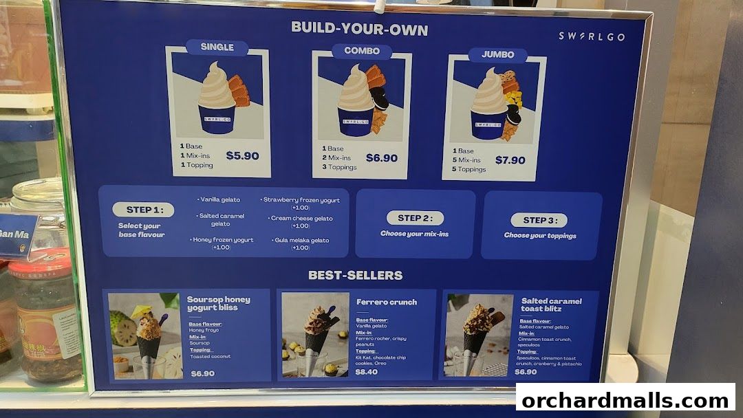 Menu page for SWIRLGO Omakase Gelato Lab