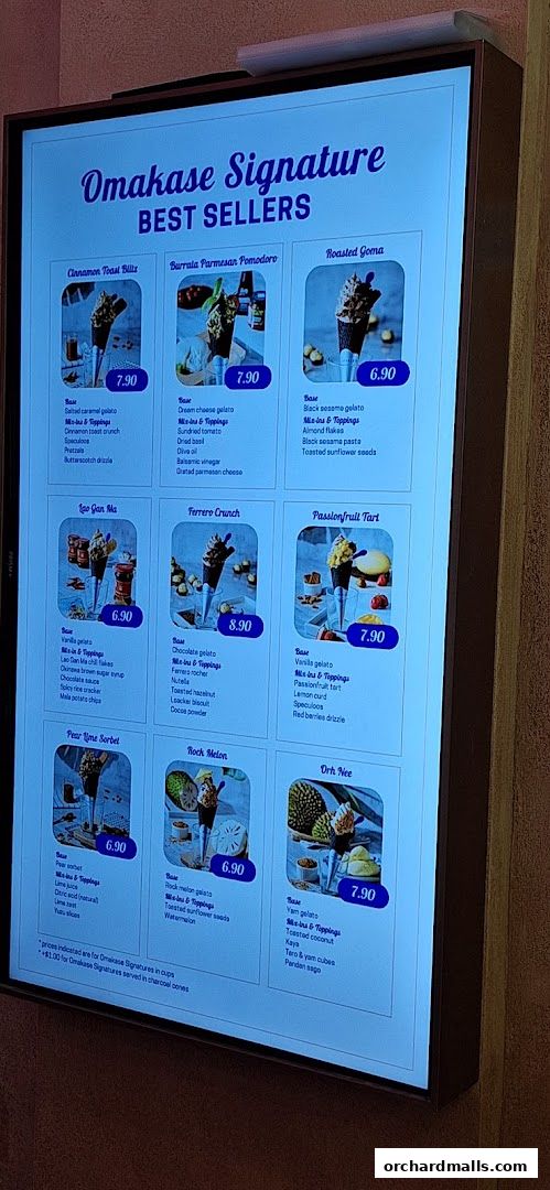 Menu page for SWIRLGO Omakase Gelato Lab