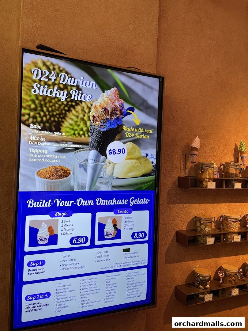 Menu page for SWIRLGO Omakase Gelato Lab