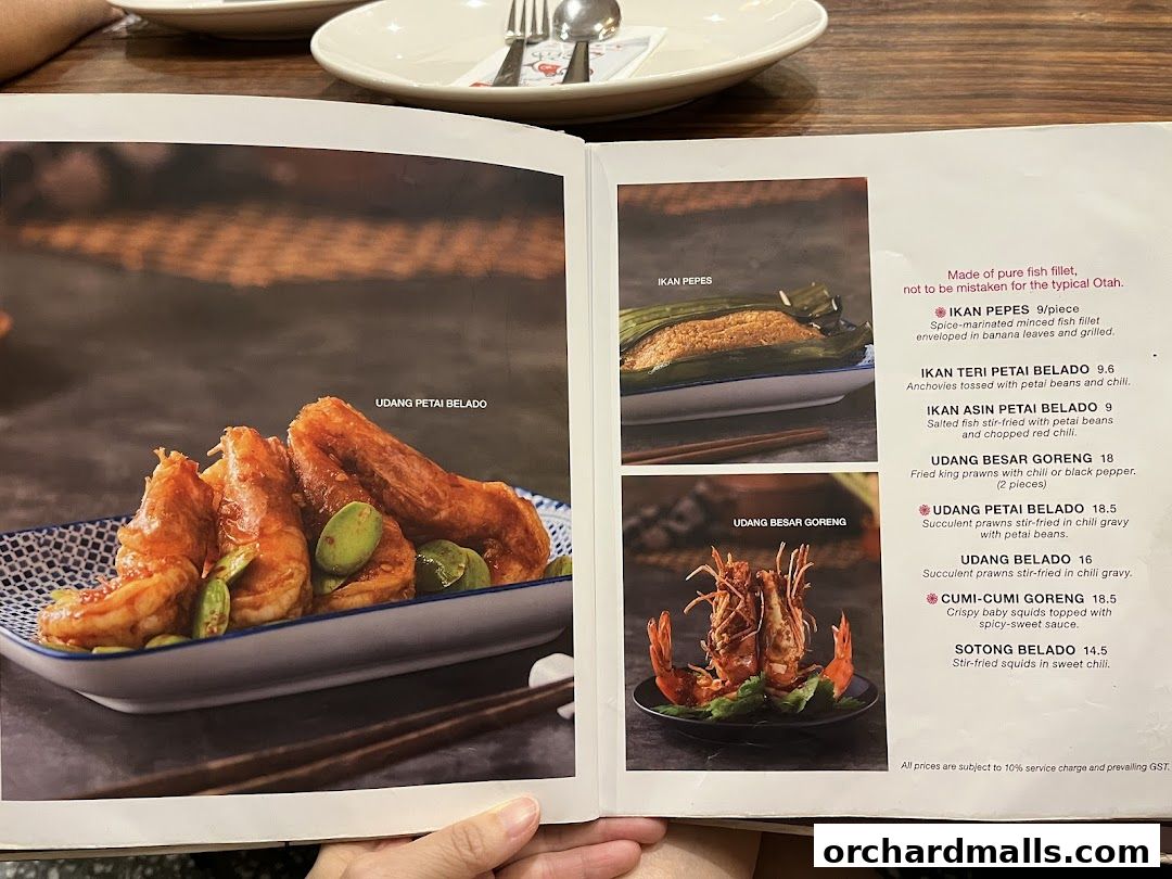 Menu page for Tambuah Mas Indonesian Restaurant Paragon Orchard  Michelin Guide