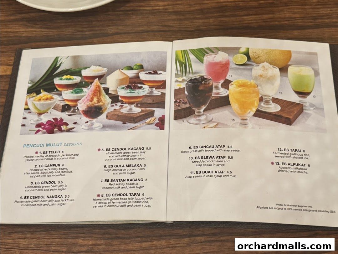 Menu page for Tambuah Mas Indonesian Restaurant Paragon Orchard  Michelin Guide