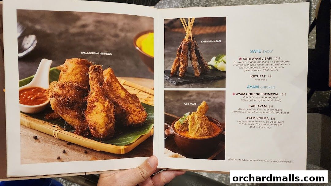 Menu page for Tambuah Mas Indonesian Restaurant Paragon Orchard  Michelin Guide