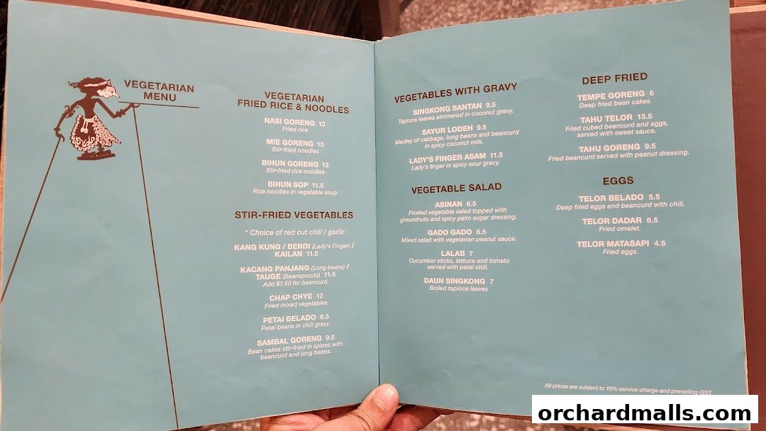 Menu page for Tambuah Mas Indonesian Restaurant Paragon Orchard  Michelin Guide