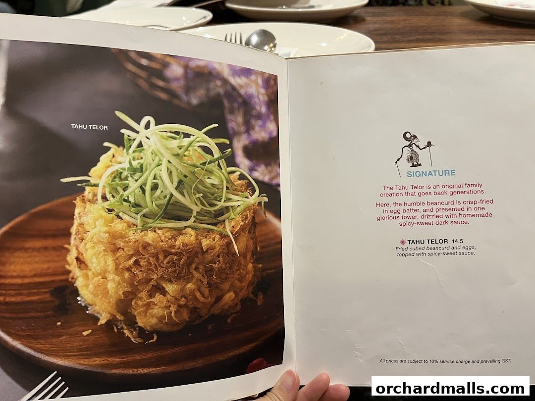 Menu page for Tambuah Mas Indonesian Restaurant Paragon Orchard  Michelin Guide