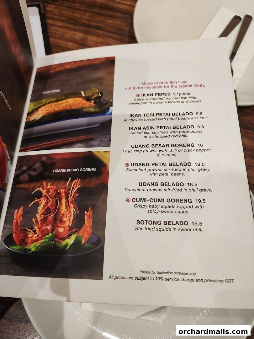 Menu page for Tambuah Mas Indonesian Restaurant Paragon Orchard  Michelin Guide