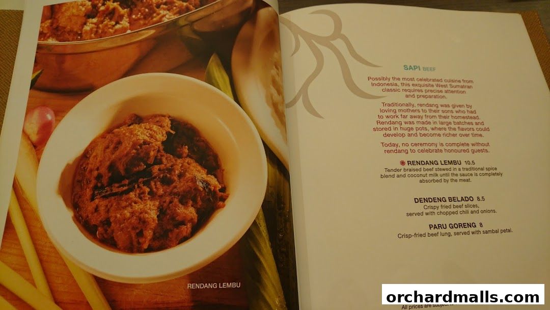 Menu page for Tambuah Mas Indonesian Restaurant Paragon Orchard  Michelin Guide