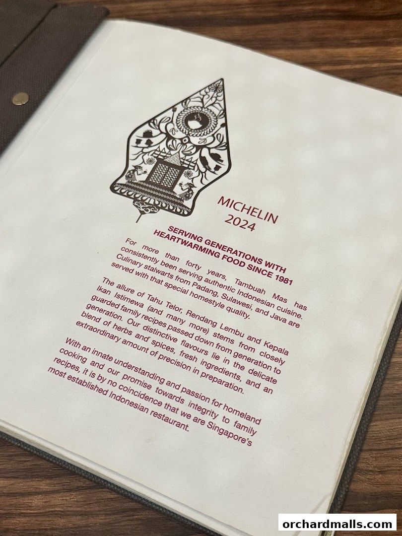 Menu page for Tambuah Mas Indonesian Restaurant Paragon Orchard  Michelin Guide