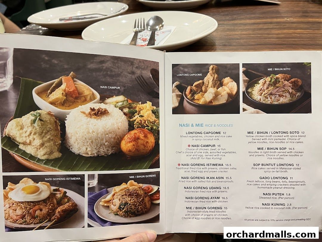 Menu page for Tambuah Mas Indonesian Restaurant Paragon Orchard  Michelin Guide