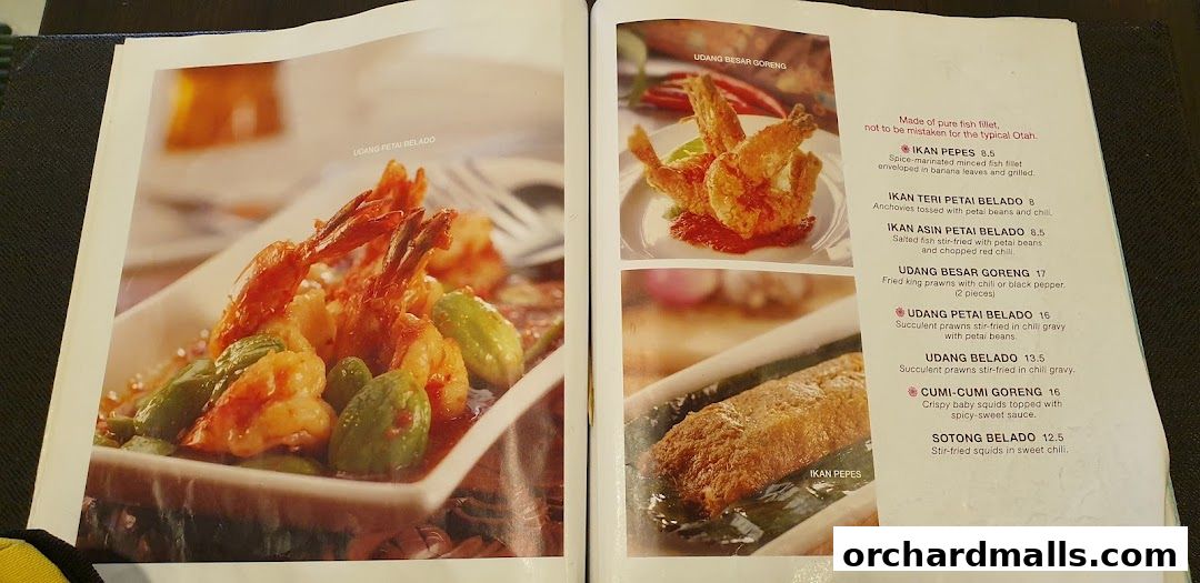 Menu page for Tambuah Mas Indonesian Restaurant Paragon Orchard  Michelin Guide