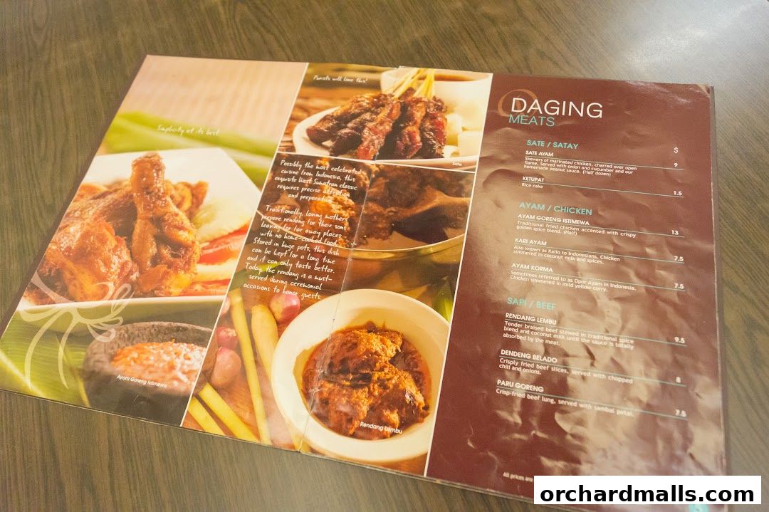 Menu page for Tambuah Mas Indonesian Restaurant Paragon Orchard  Michelin Guide
