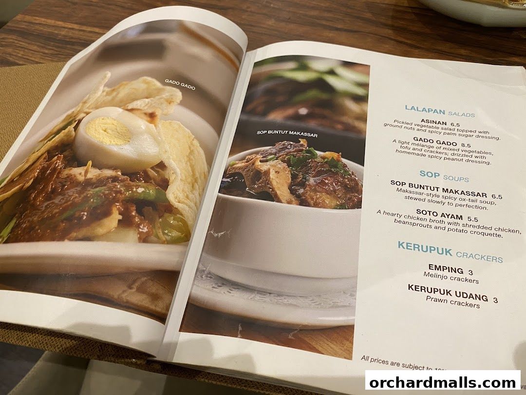 Menu page for Tambuah Mas Indonesian Restaurant Paragon Orchard  Michelin Guide