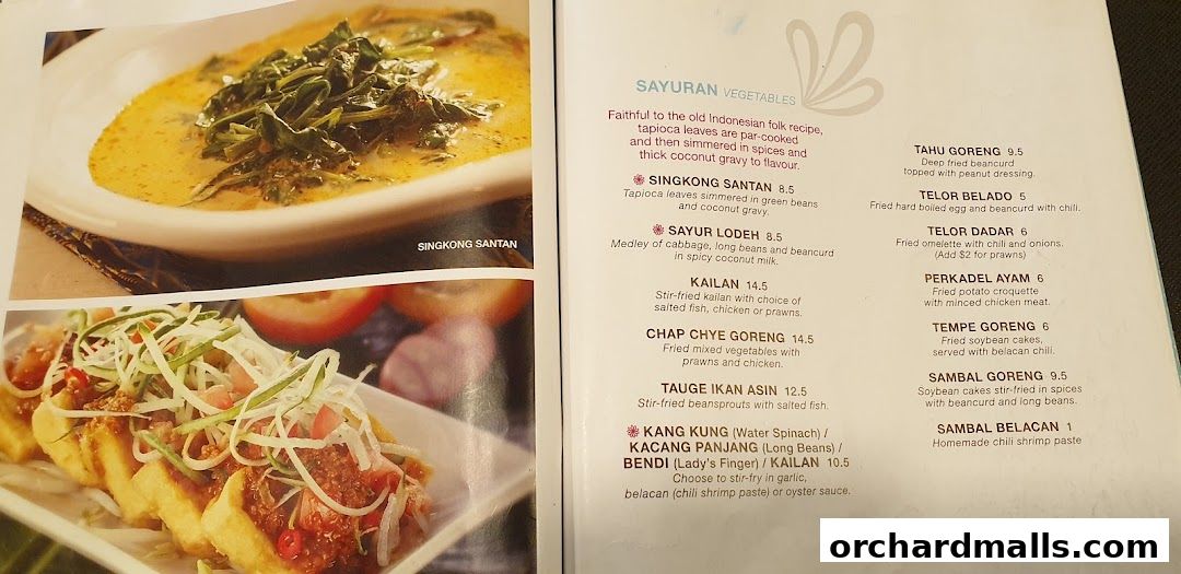 Menu page for Tambuah Mas Indonesian Restaurant Paragon Orchard  Michelin Guide