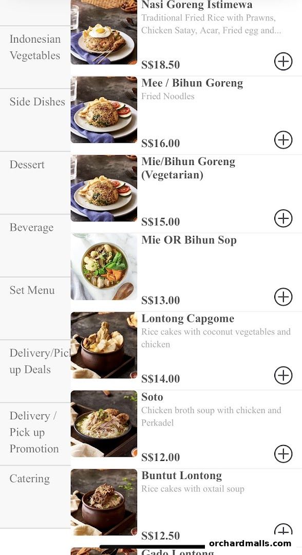 Menu page for Tambuah Mas Indonesian Restaurant Paragon Orchard  Michelin Guide