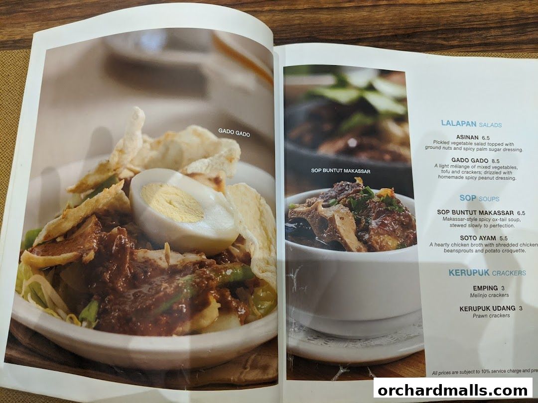 Menu page for Tambuah Mas Indonesian Restaurant Paragon Orchard  Michelin Guide