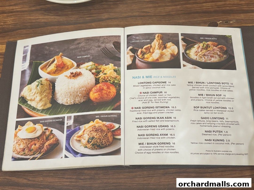 Menu page for Tambuah Mas Indonesian Restaurant Paragon Orchard  Michelin Guide