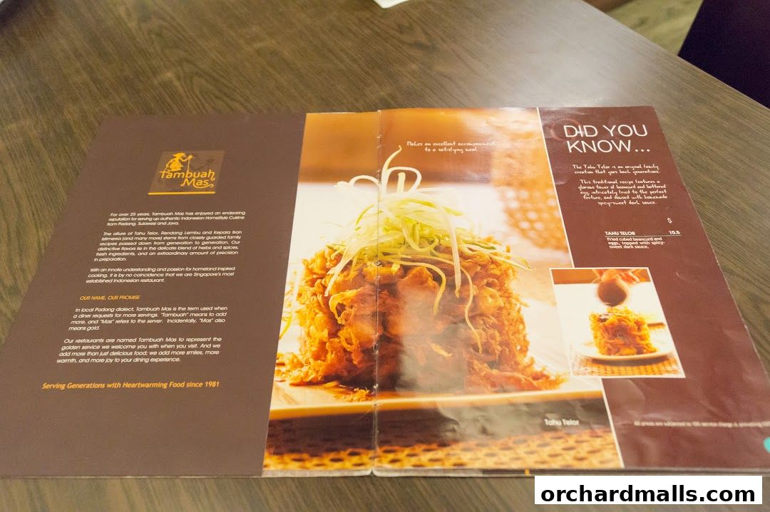 Menu page for Tambuah Mas Indonesian Restaurant Paragon Orchard  Michelin Guide