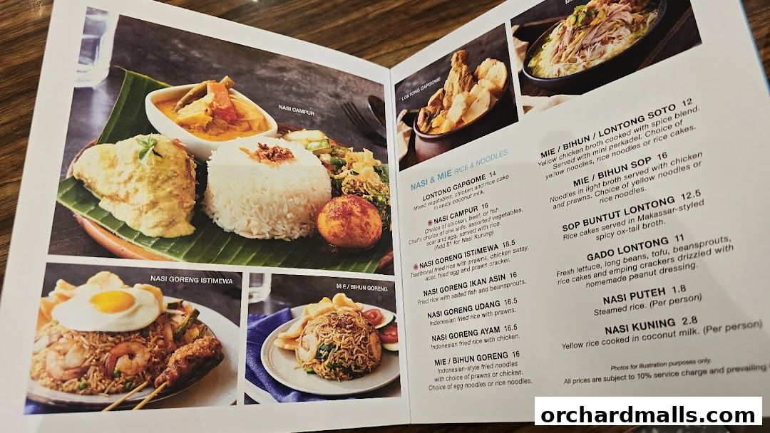 Menu page for Tambuah Mas Indonesian Restaurant Paragon Orchard  Michelin Guide