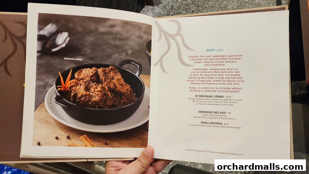 Menu page for Tambuah Mas Indonesian Restaurant Paragon Orchard  Michelin Guide