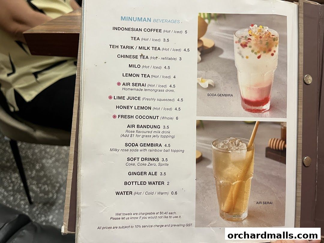 Menu page for Tambuah Mas Indonesian Restaurant Paragon Orchard  Michelin Guide