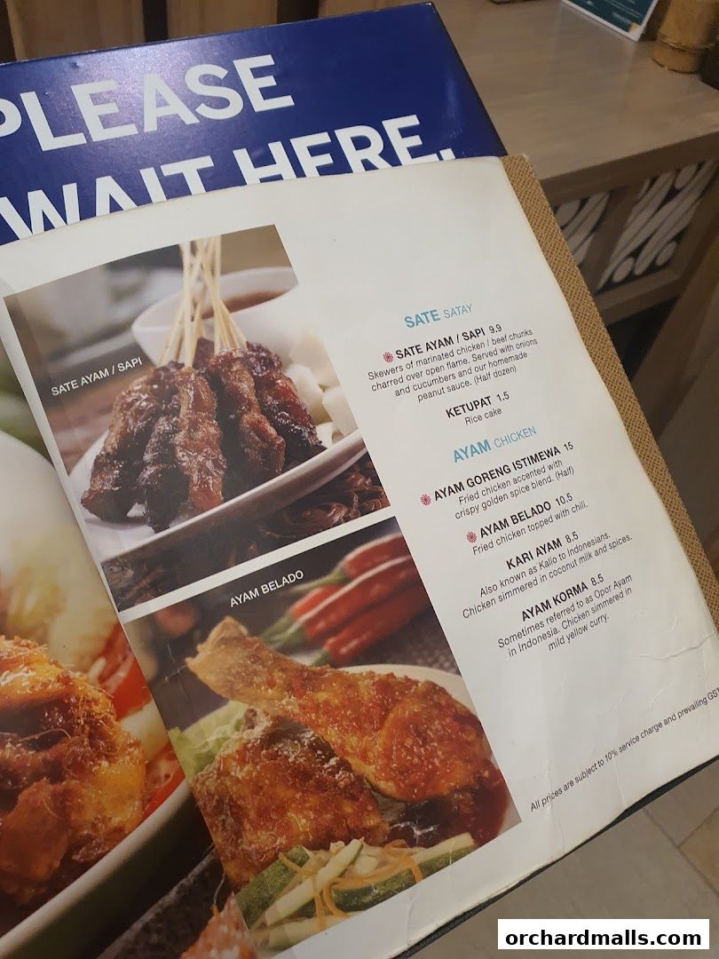 Menu page for Tambuah Mas Indonesian Restaurant Paragon Orchard  Michelin Guide