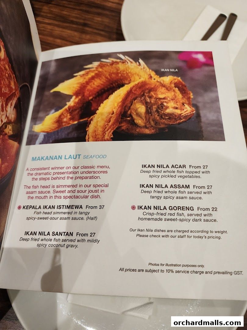 Menu page for Tambuah Mas Indonesian Restaurant Paragon Orchard  Michelin Guide