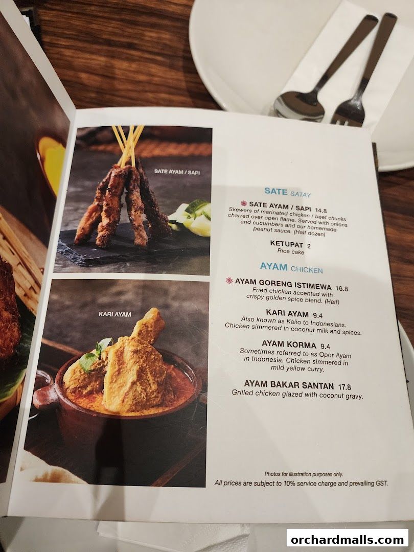 Menu page for Tambuah Mas Indonesian Restaurant Paragon Orchard  Michelin Guide