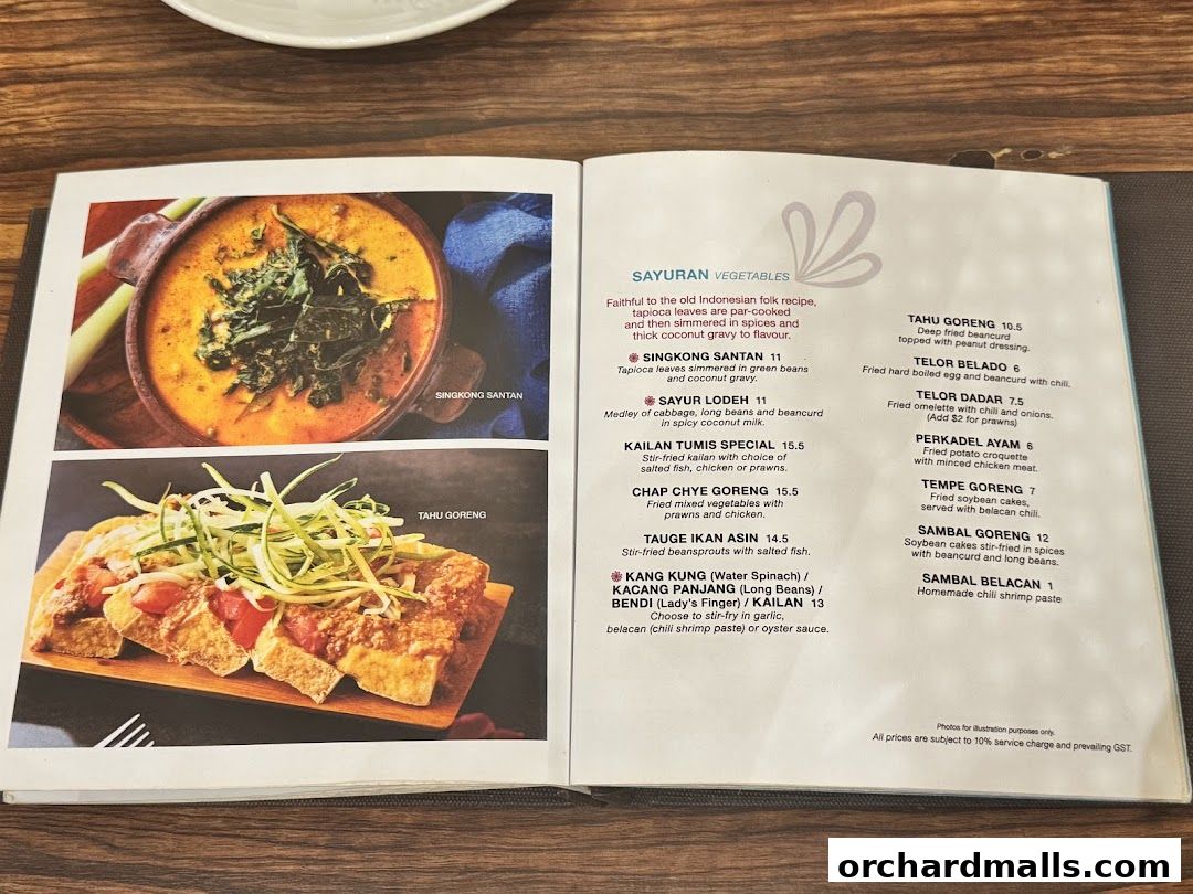 Menu page for Tambuah Mas Indonesian Restaurant Paragon Orchard  Michelin Guide