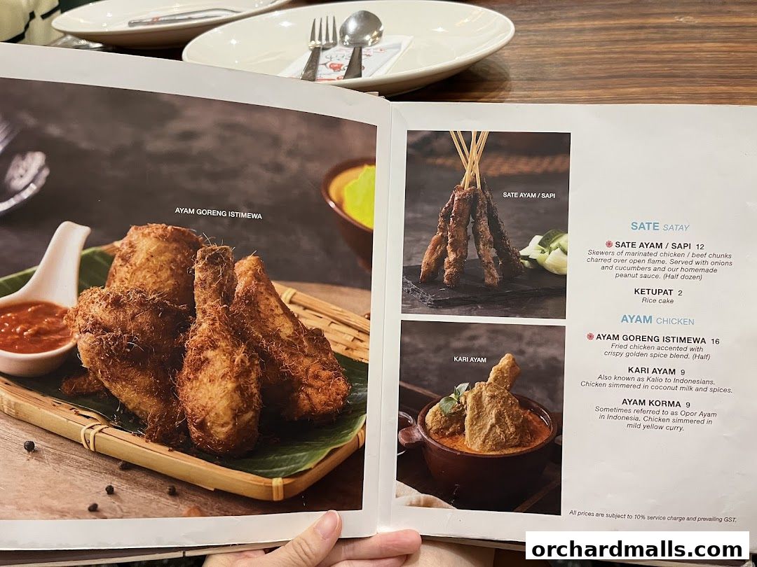 Menu page for Tambuah Mas Indonesian Restaurant Paragon Orchard  Michelin Guide