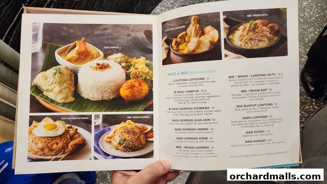 Menu page for Tambuah Mas Indonesian Restaurant Paragon Orchard  Michelin Guide