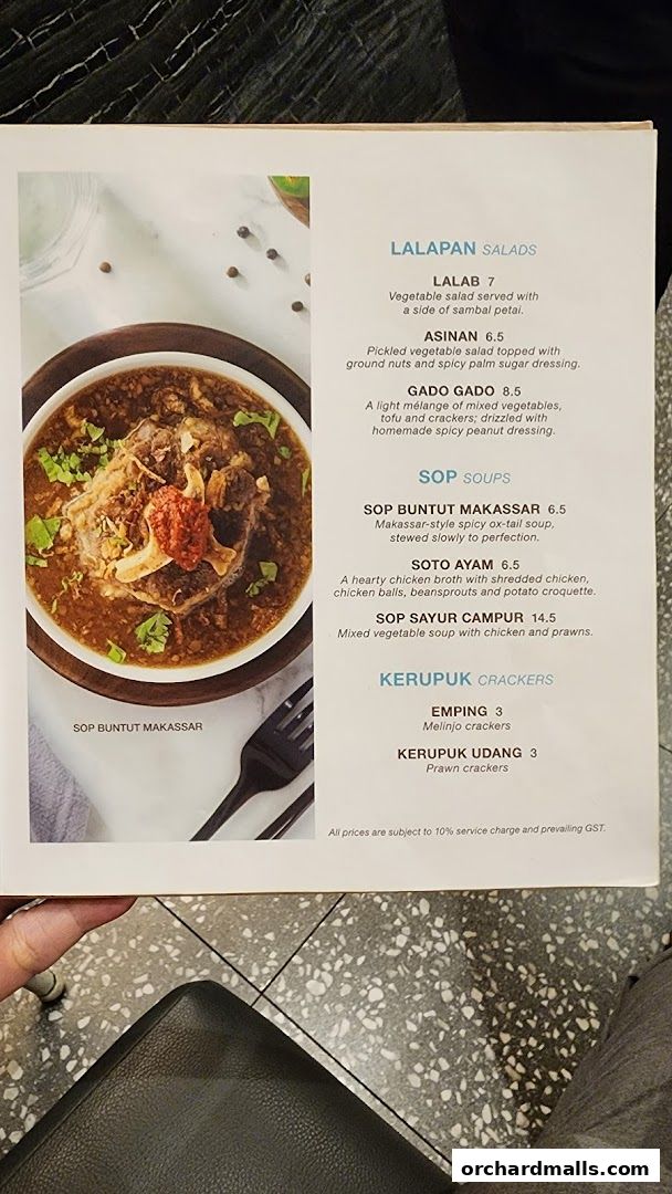 Menu page for Tambuah Mas Indonesian Restaurant Paragon Orchard  Michelin Guide