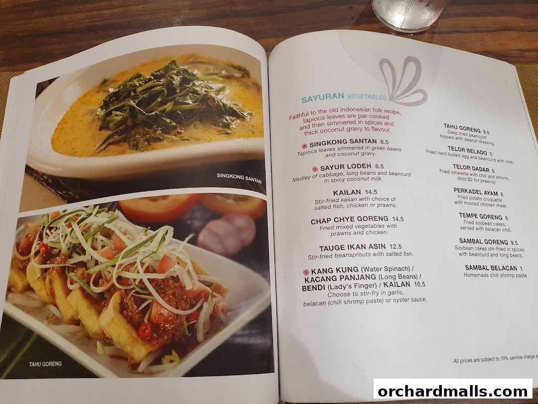 Menu page for Tambuah Mas Indonesian Restaurant Paragon Orchard  Michelin Guide