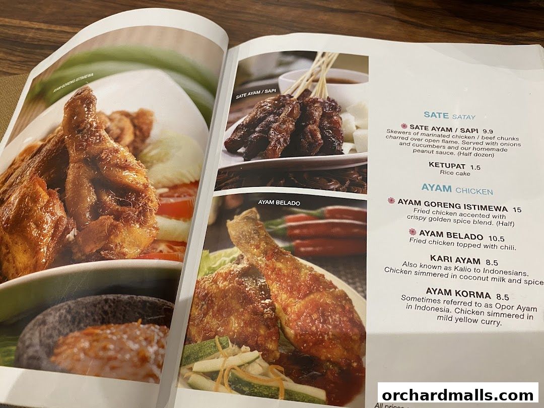 Menu page for Tambuah Mas Indonesian Restaurant Paragon Orchard  Michelin Guide