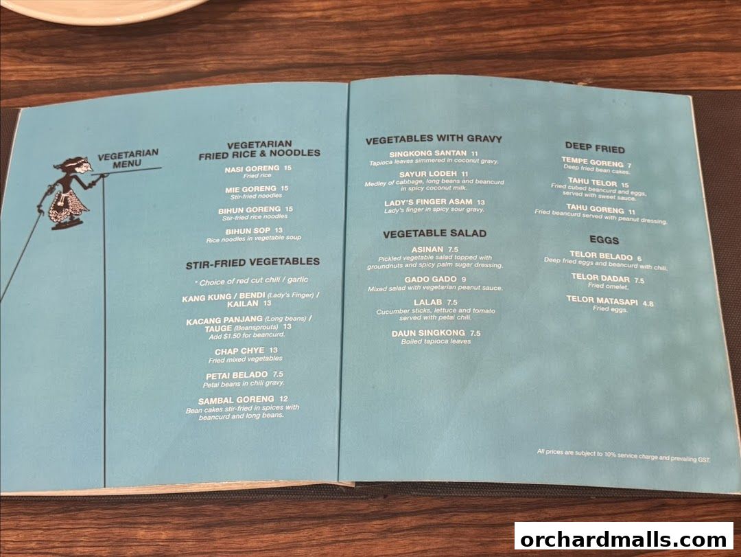 Menu page for Tambuah Mas Indonesian Restaurant Paragon Orchard  Michelin Guide