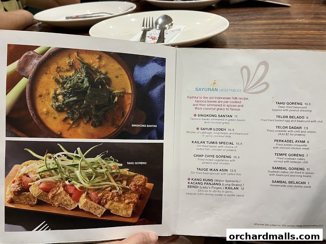 Menu page for Tambuah Mas Indonesian Restaurant Paragon Orchard  Michelin Guide