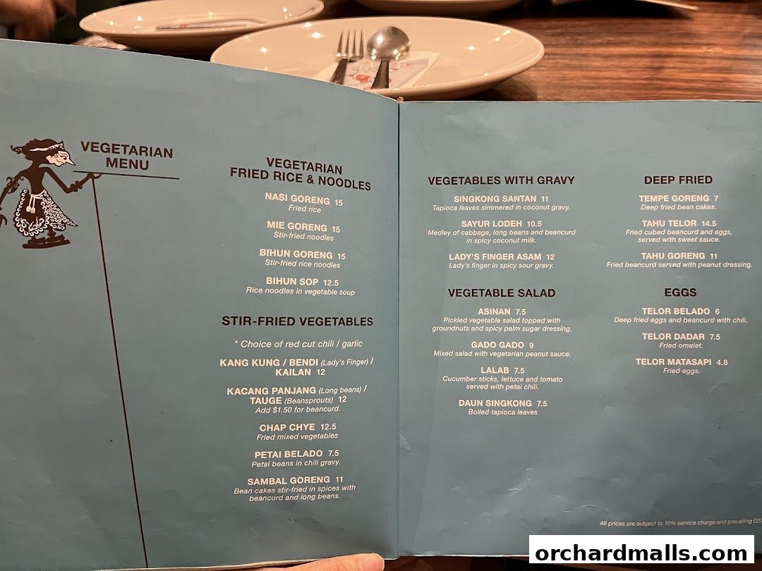 Menu page for Tambuah Mas Indonesian Restaurant Paragon Orchard  Michelin Guide