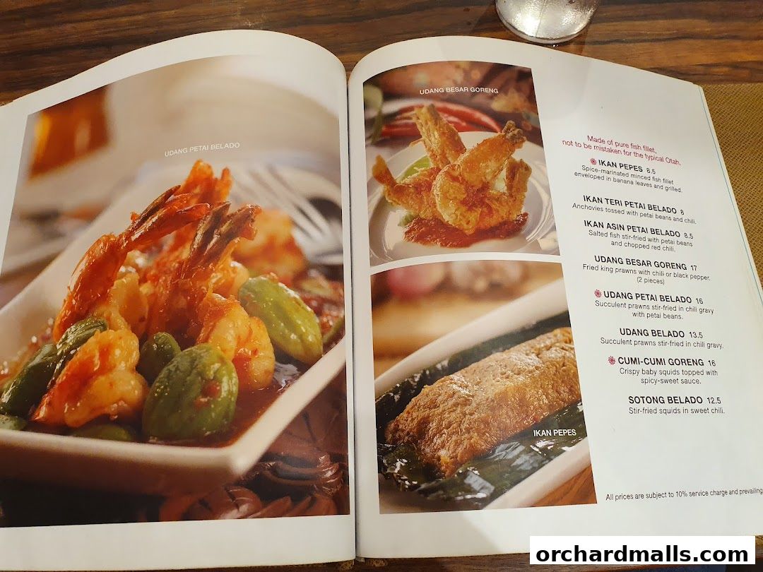 Menu page for Tambuah Mas Indonesian Restaurant Paragon Orchard  Michelin Guide