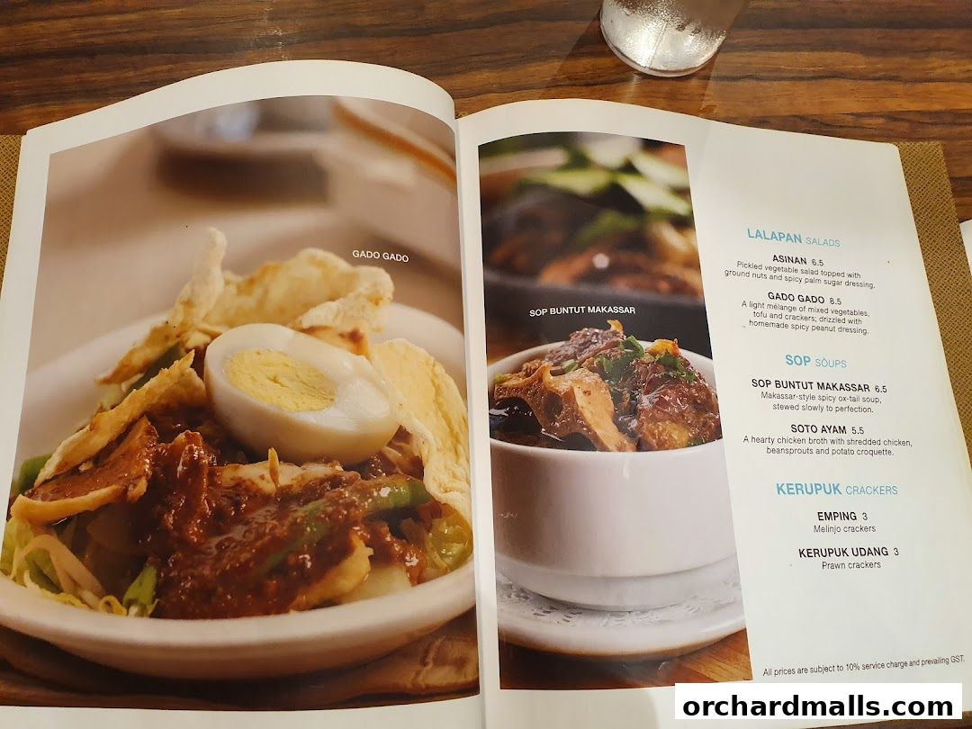 Menu page for Tambuah Mas Indonesian Restaurant Paragon Orchard  Michelin Guide