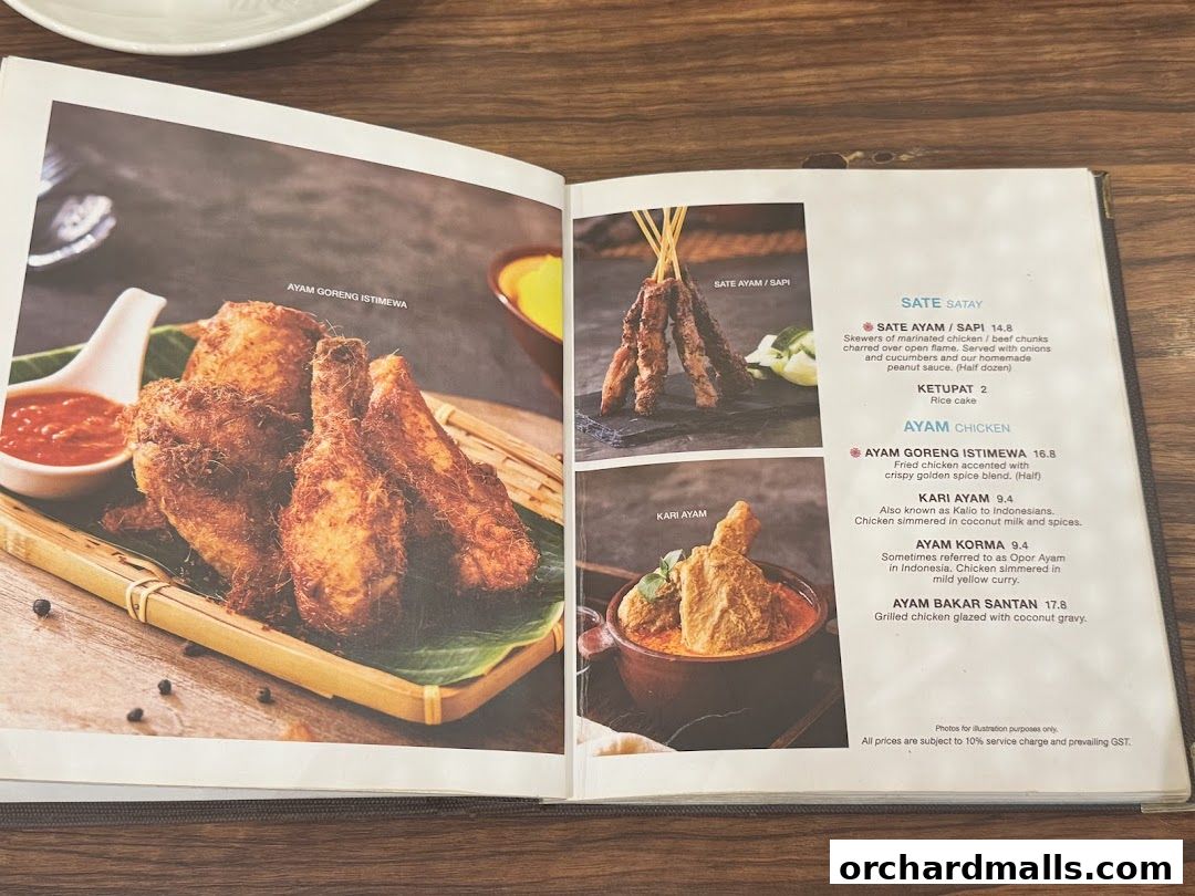 Menu page for Tambuah Mas Indonesian Restaurant Paragon Orchard  Michelin Guide