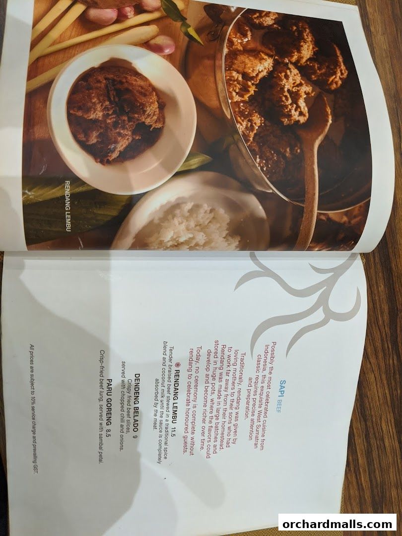 Menu page for Tambuah Mas Indonesian Restaurant Paragon Orchard  Michelin Guide