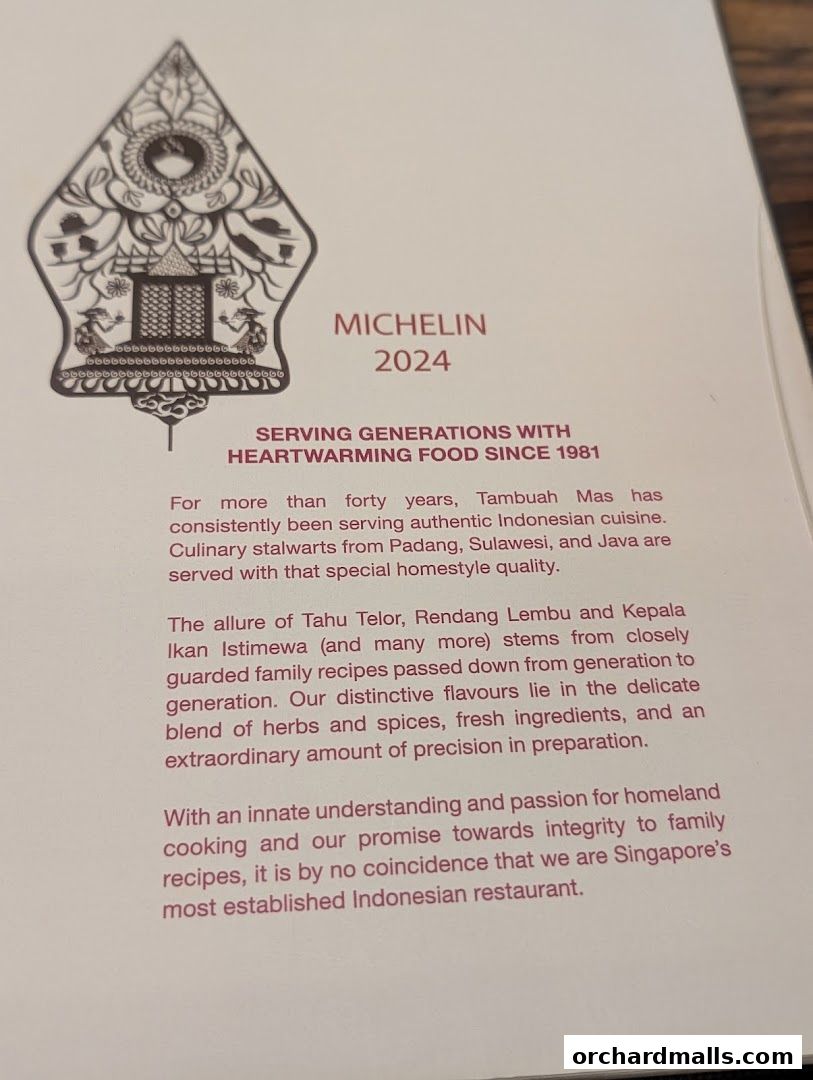 Tambuah Mas Indonesian Restaurant Paragon Orchard  Michelin Guide