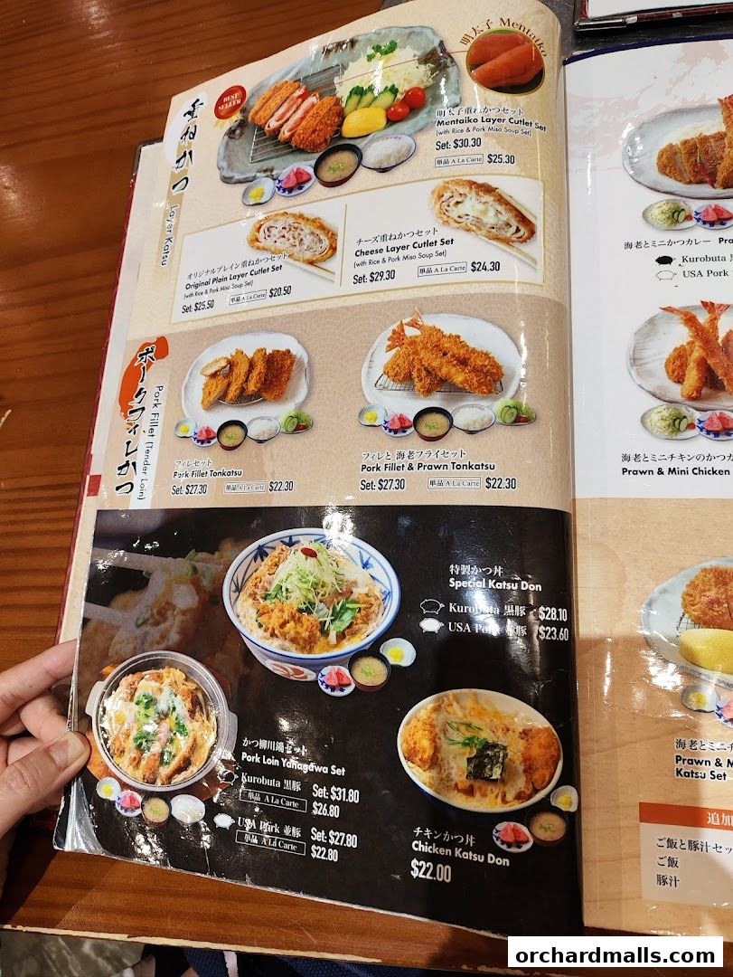 A menu page from Tampopo featuring various katsu dishes and sets.