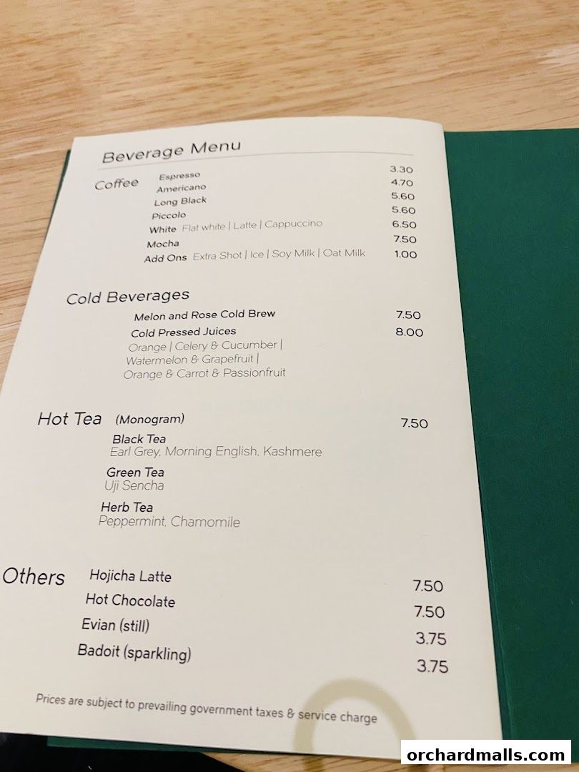 Menu page for Tarte by Cheryl Koh