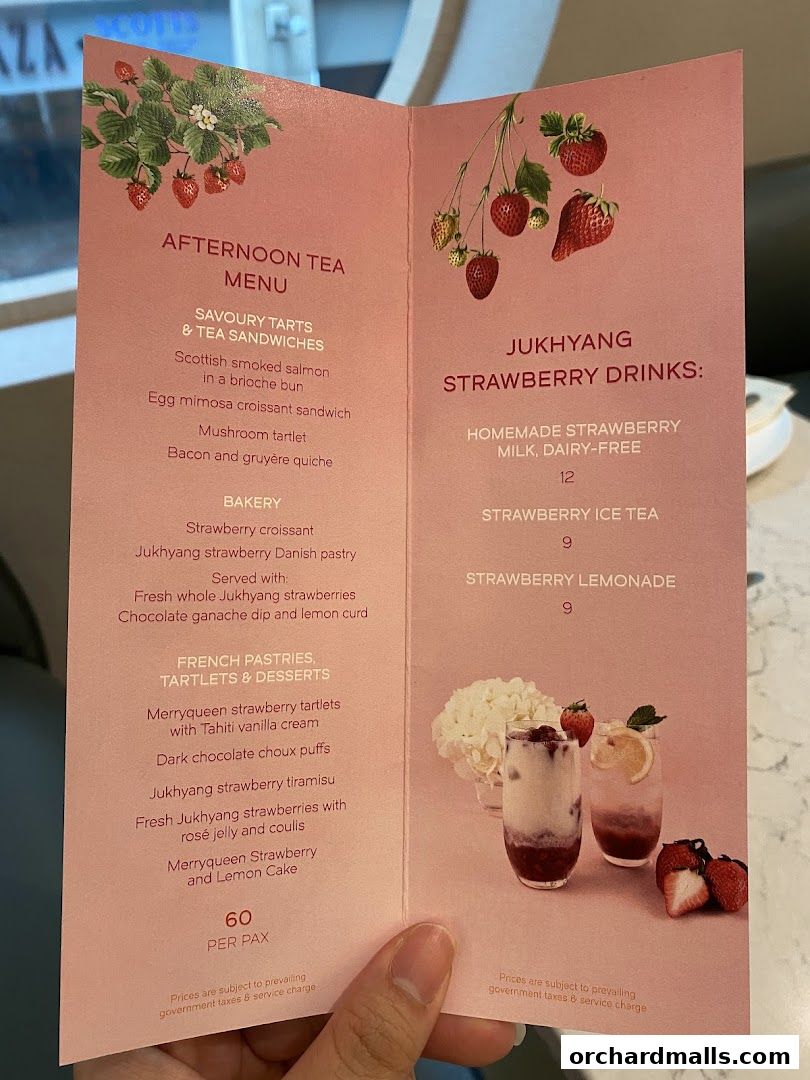 Menu page for Tarte by Cheryl Koh