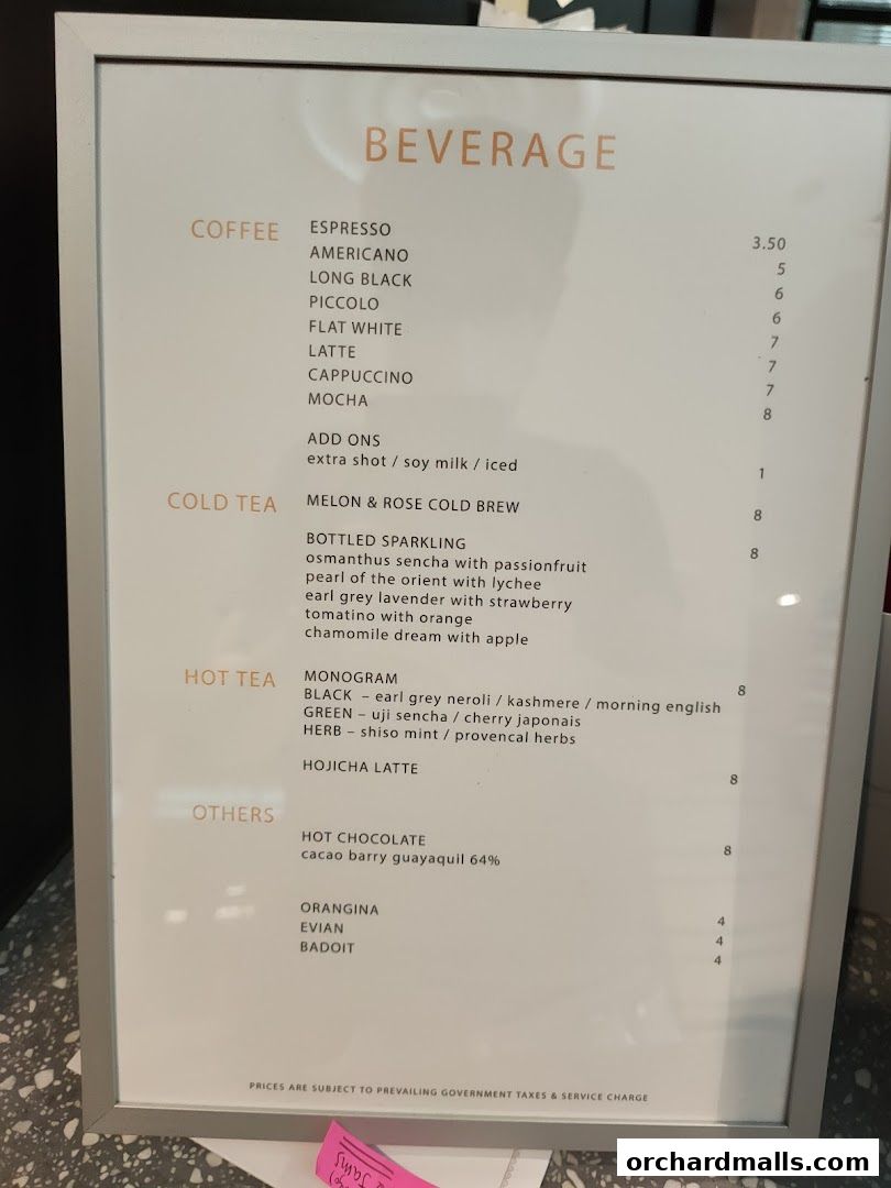 Menu page for Tarte by Cheryl Koh