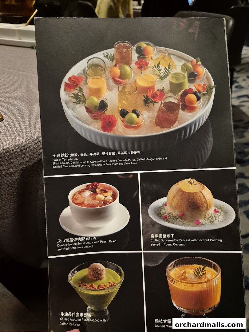 A menu showcasing various desserts and drinks from Taste Paradise.