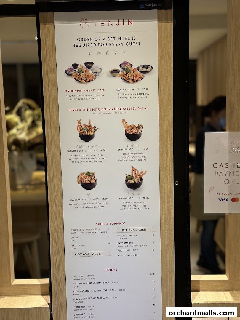 Menu page for Tenjin Shaw Centre