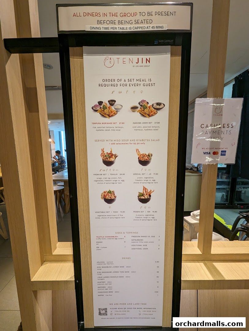 Menu page for Tenjin Shaw Centre