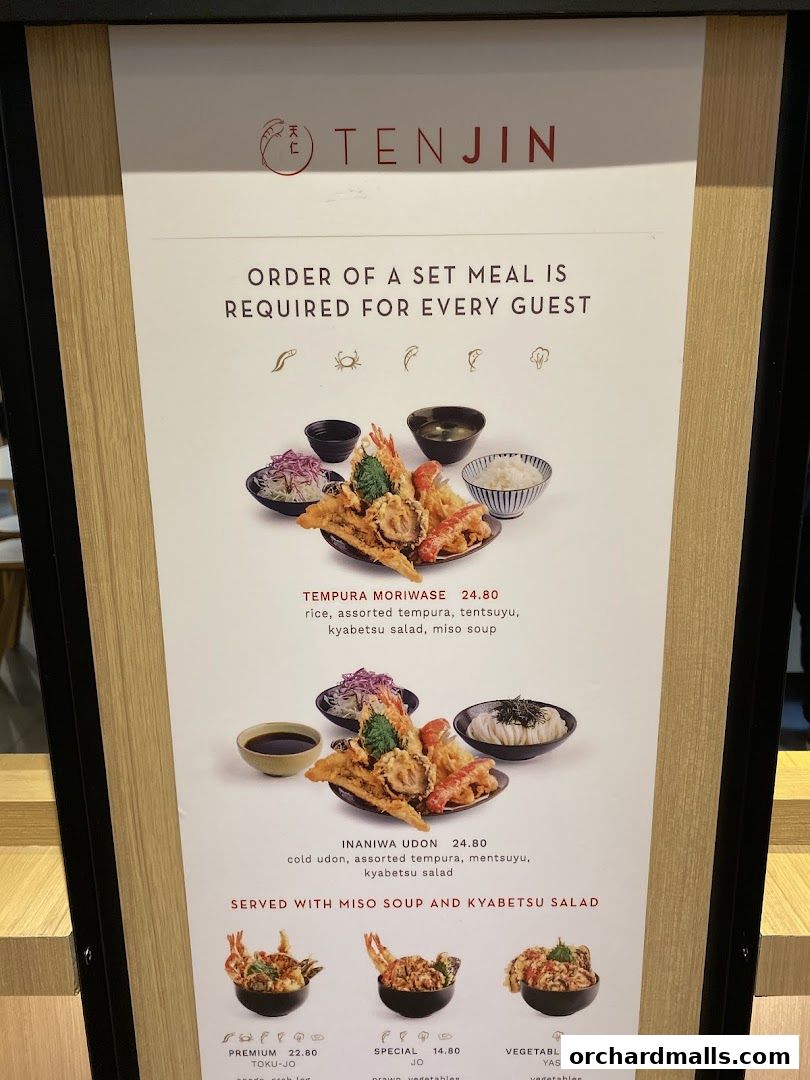 Menu page for Tenjin Shaw Centre